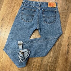 Levi's 501 32 Short Men's Medium Blue Straight-Leg Jeans Buttonfly